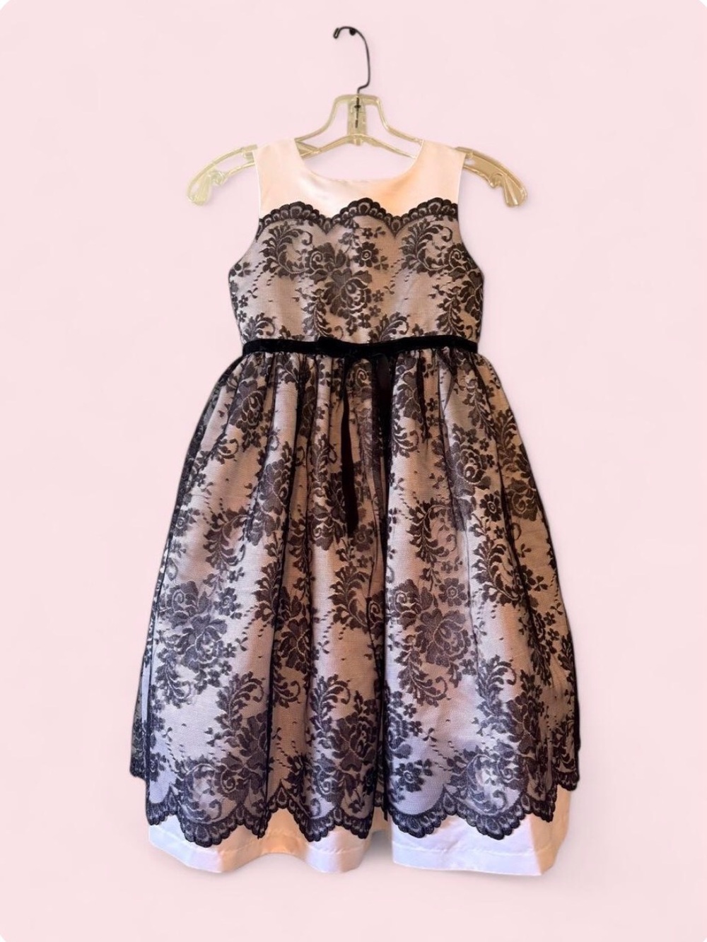 Marmellata Black Lace Overlay Formal Dress with White Base Girl Size 8